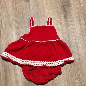 Red Baby Girls Matching Set with White Trim